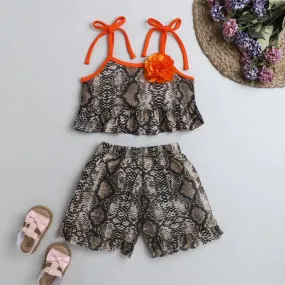 Animal Printed Strap Top Short Set