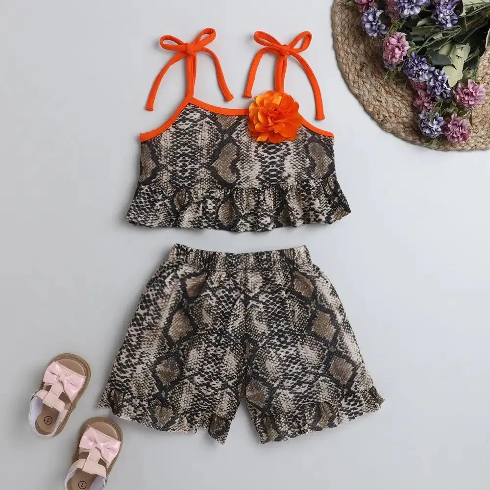 Animal Printed Strap Top Short Set