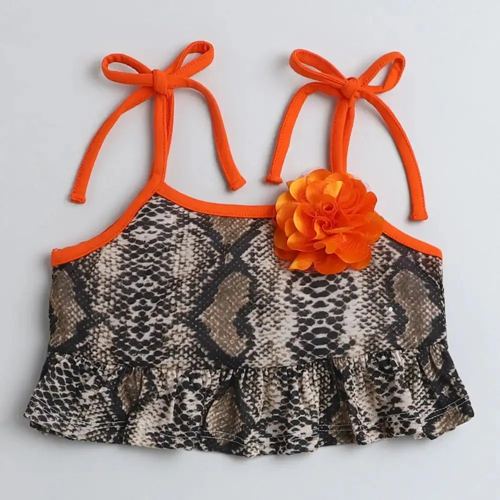 Animal Printed Strap Top Short Set