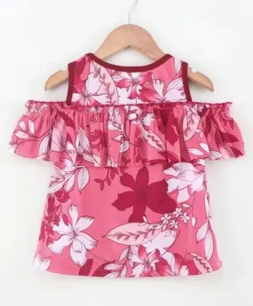 Cold Shoulder Frock Style Floral Printed Top