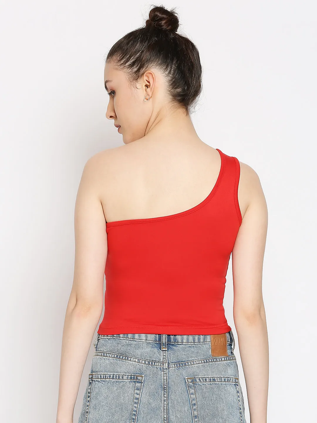 Disrupt One Shoulder Slim Fit Red Top