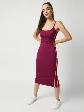 Disrupt Women Wine Strappy Midi Dress With Contrast Side Piping