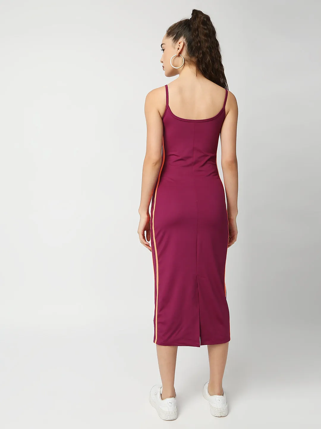 Disrupt Women Wine Strappy Midi Dress With Contrast Side Piping