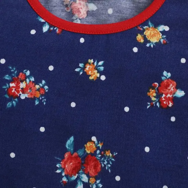 Floral with Sleeves Frill Top - Blue