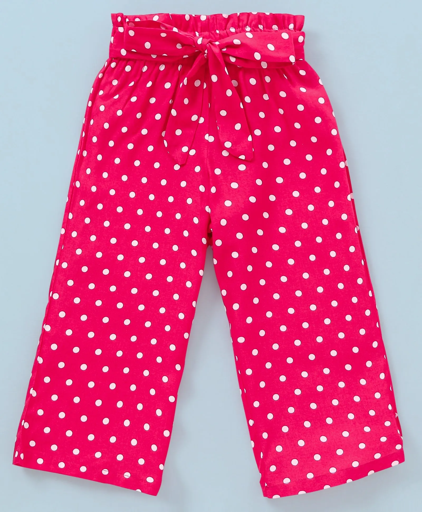 Frilled Sleeves Bow Top Belted Polka Plazzo Set
