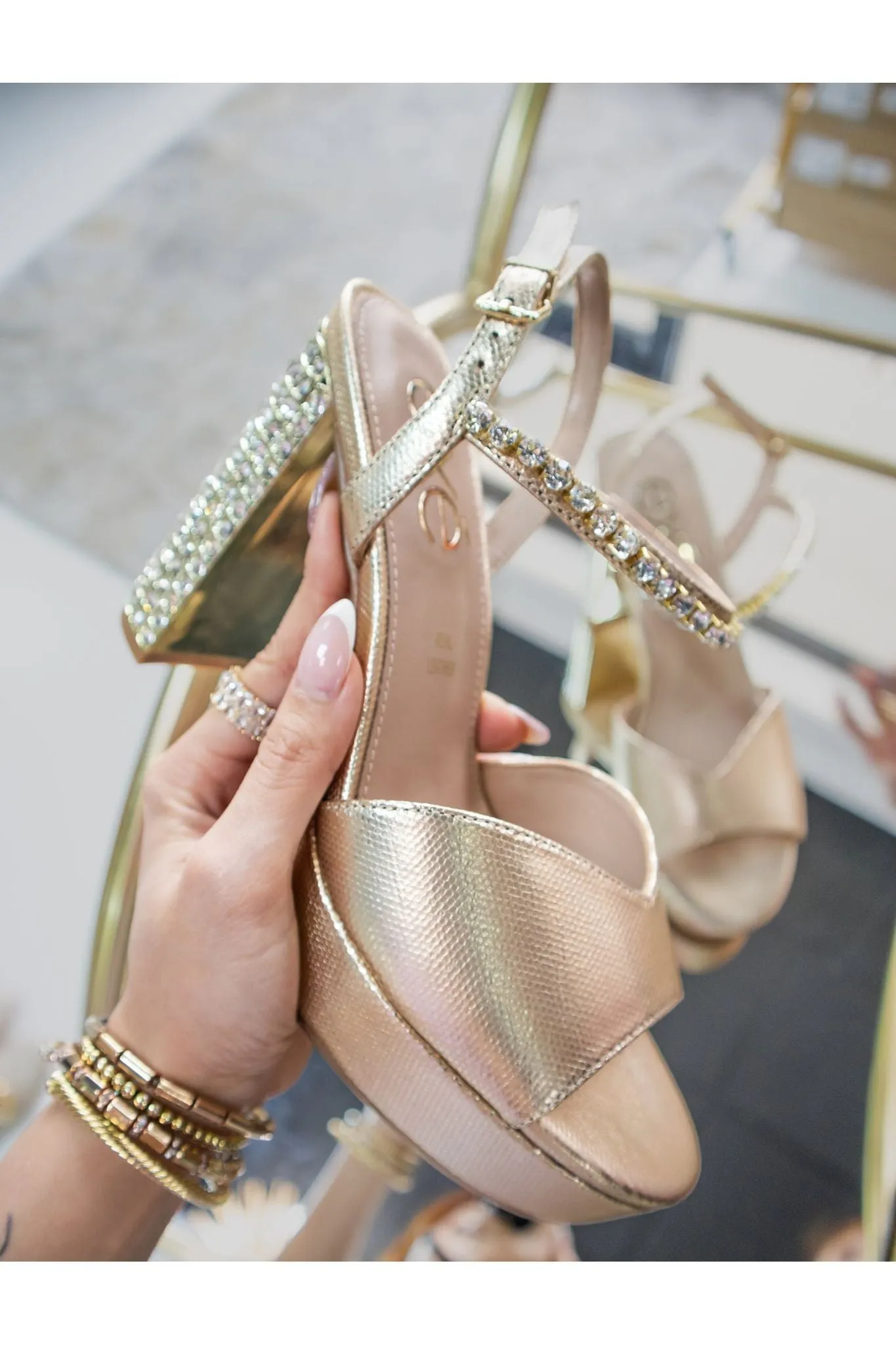 Gold Vianna Rhinestone Heel