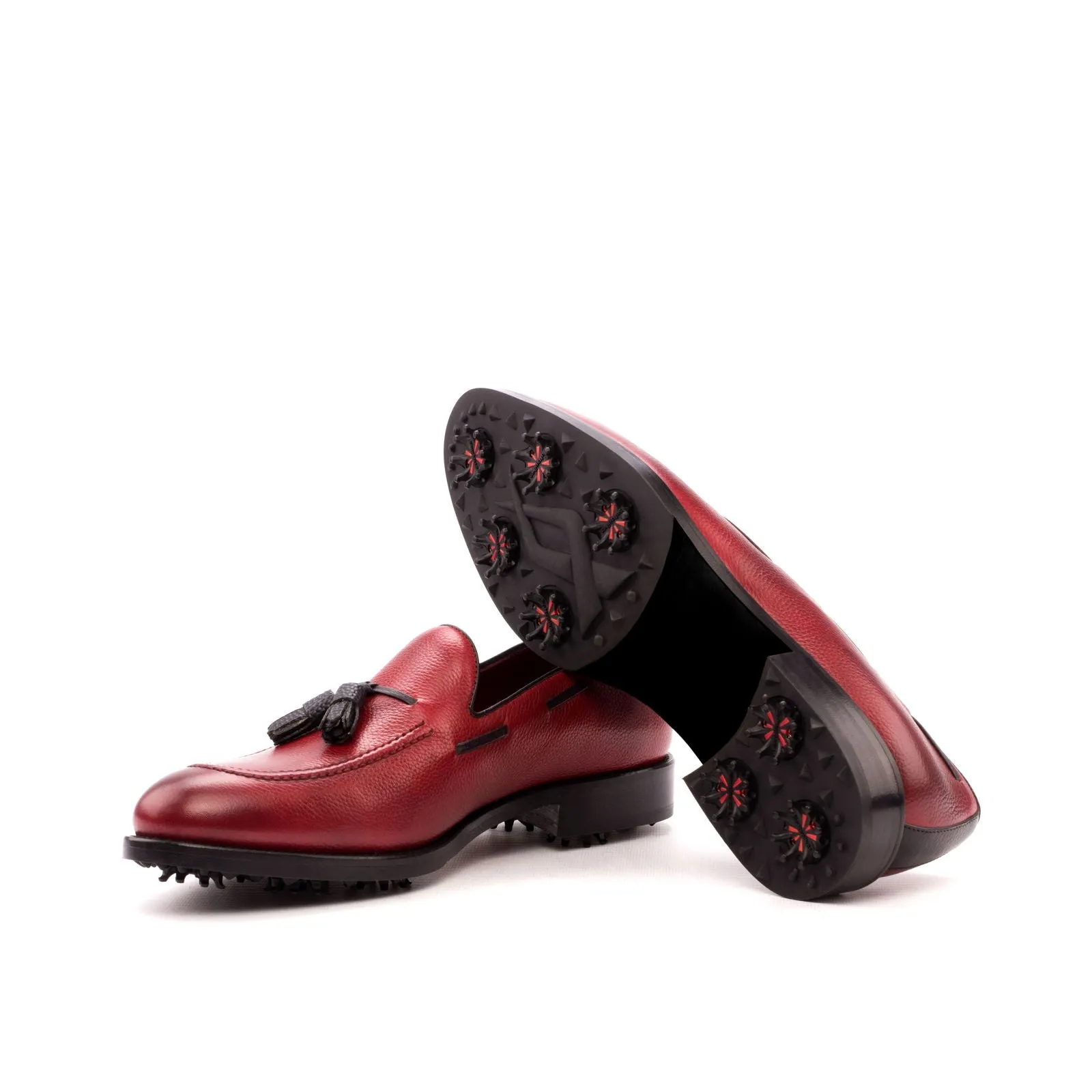 Men's Loafer Golf Leather Shoes Wide Plus Size Black Red 3589