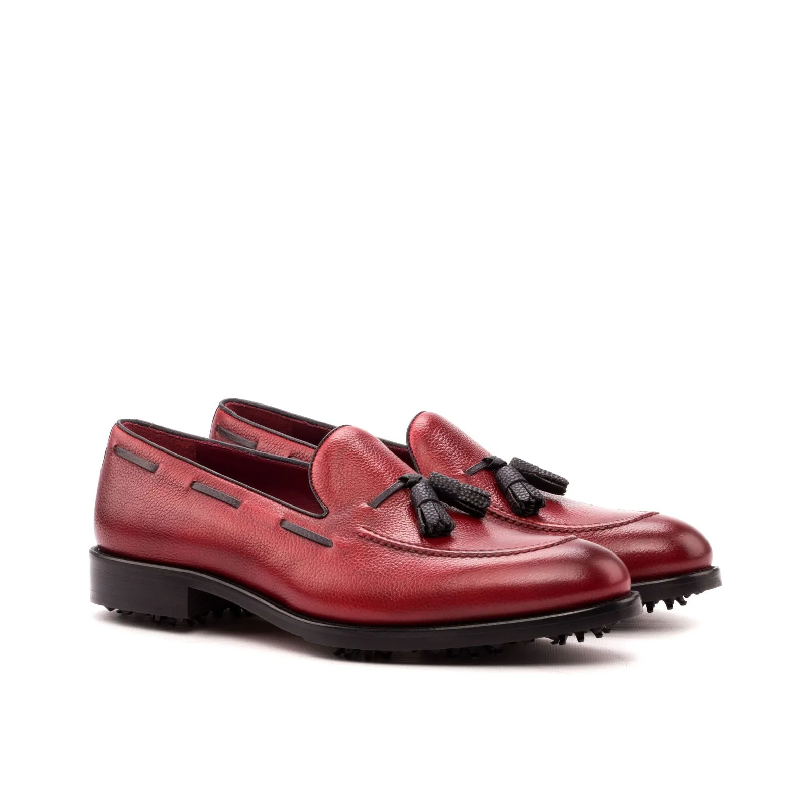 Men's Loafer Golf Leather Shoes Wide Plus Size Black Red 3589