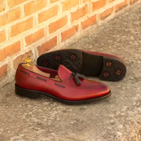 Men's Loafer Golf Leather Shoes Wide Plus Size Black Red 3589