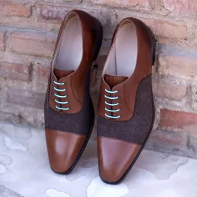 Men's Oxford Leather Shoes Wide Plus Size Brown 1982
