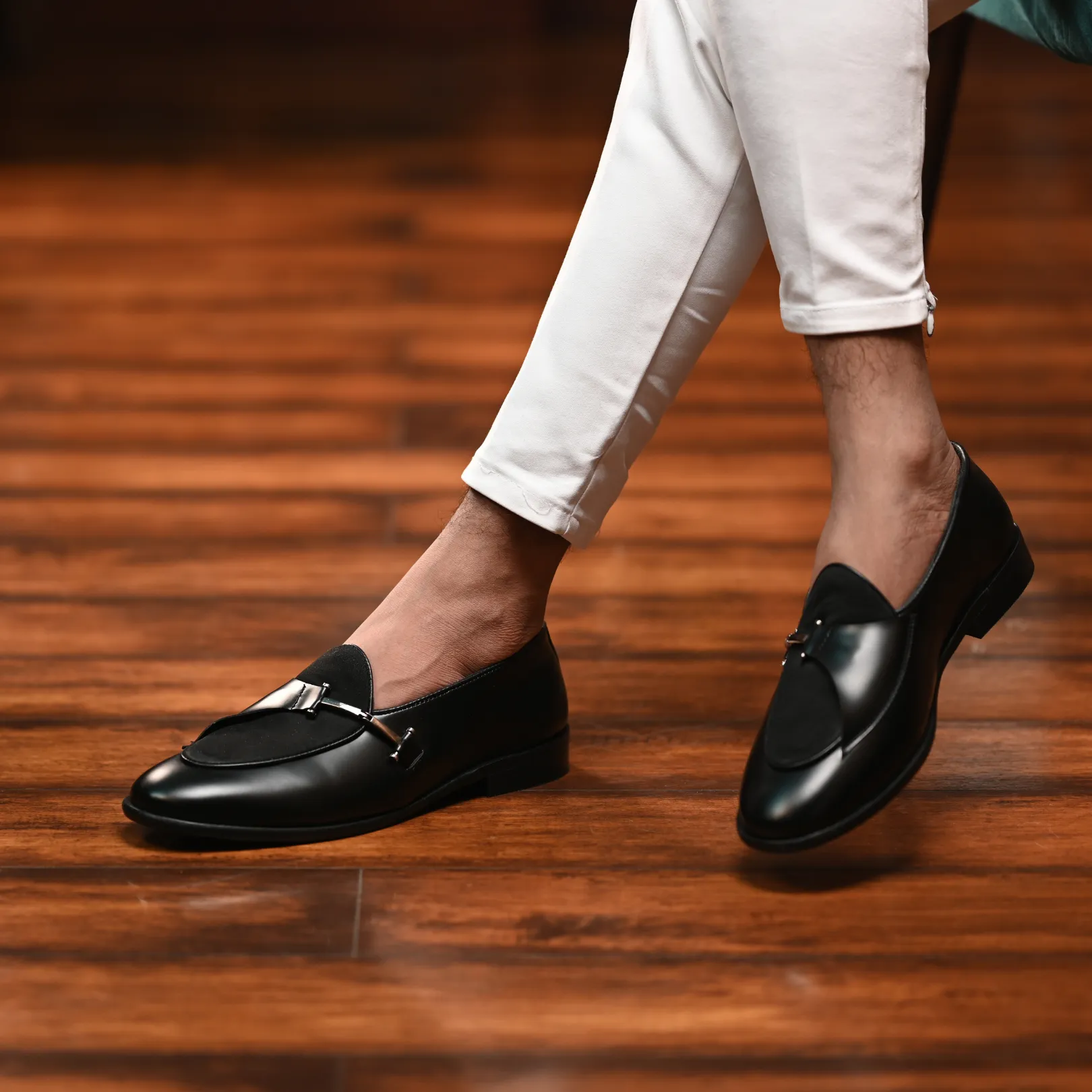 Monkstory Eclecta Side Buckle Slip Ons - Black/Black