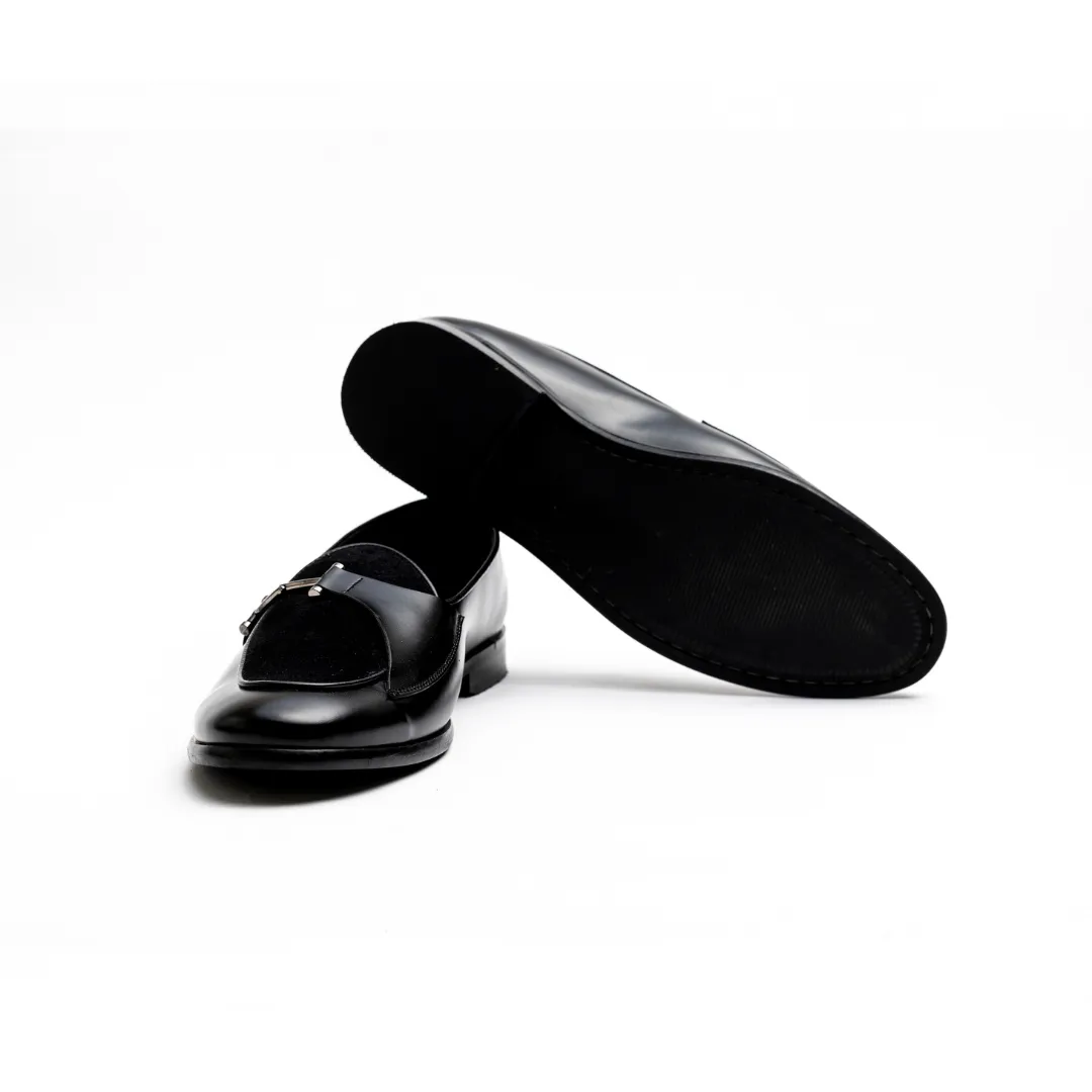 Monkstory Eclecta Side Buckle Slip Ons - Black/Black