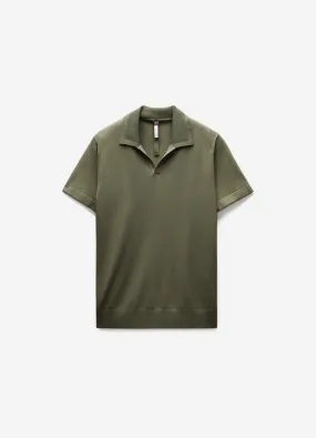 Rib Collar Tech Knit Polo Light Khaki