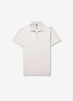 Rib Collar Tech Knit Polo Silver