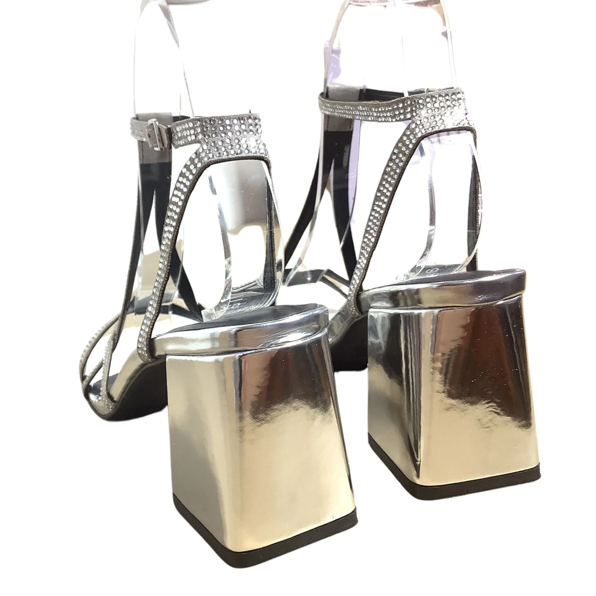 Square Toe Rhinestone Heels
