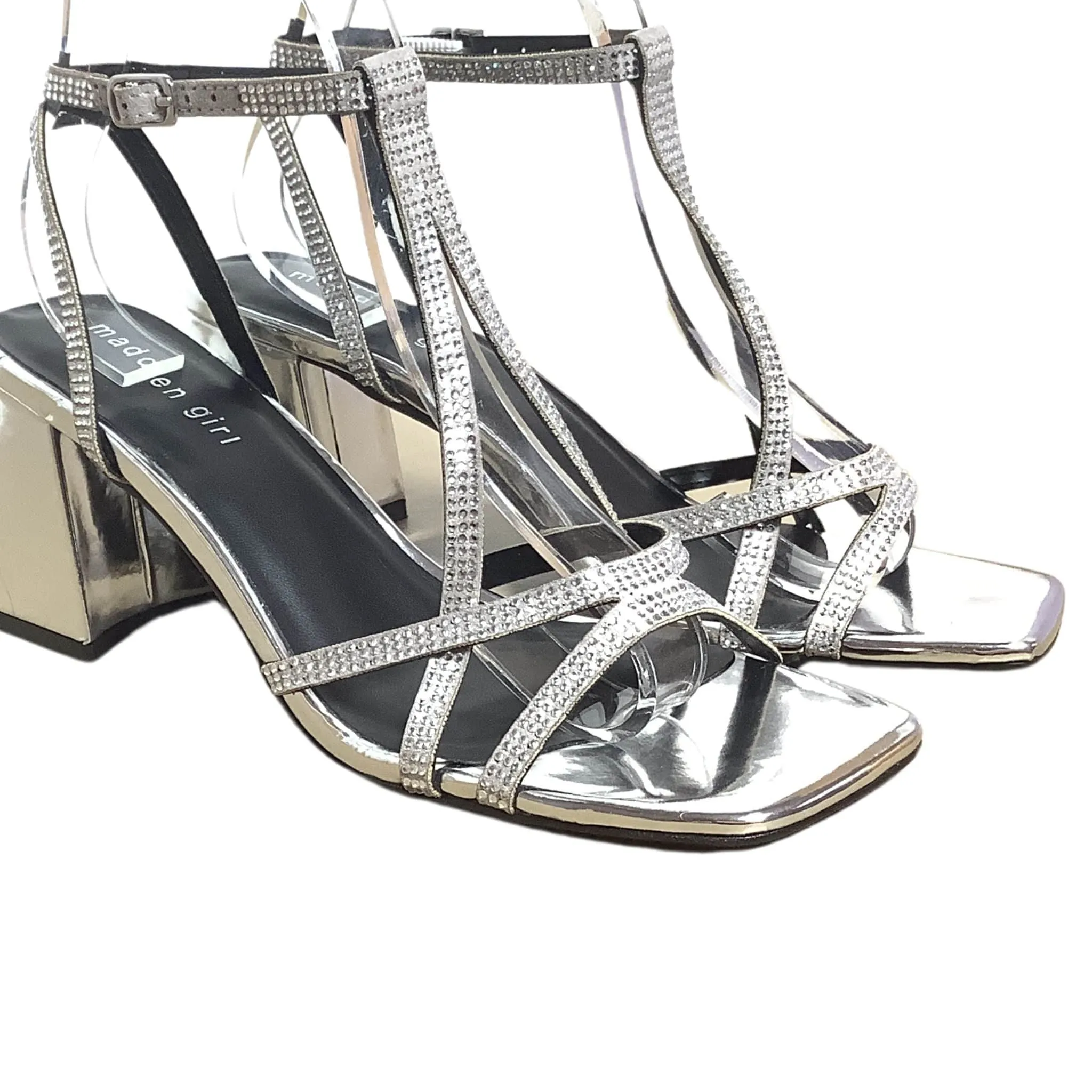 Square Toe Rhinestone Heels