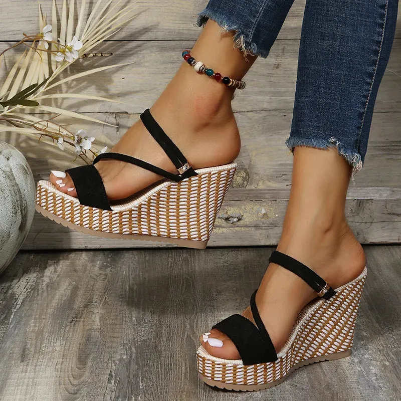 Women's Wedge Sandals Luxury High Heels Shoes